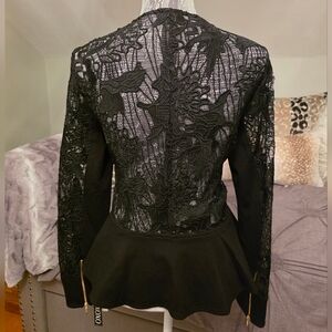 XOXO Black Lace Peplum Blazer